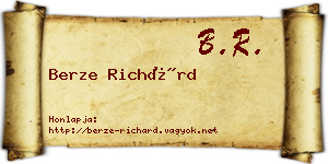 Berze Richárd névjegykártya